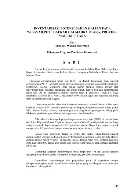 inventarisasi endapan batubara marginal - Pusat Sumber Daya ...