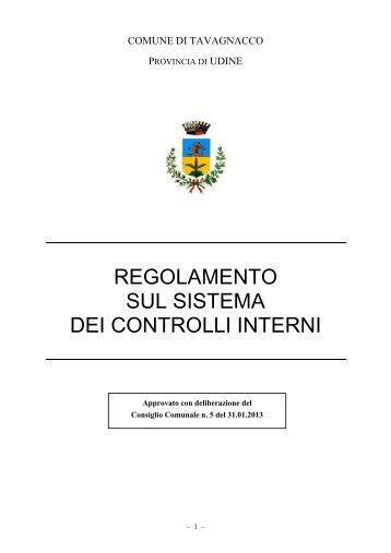 Regolamento allegato D.C. n 5 - Comune di Tavagnacco