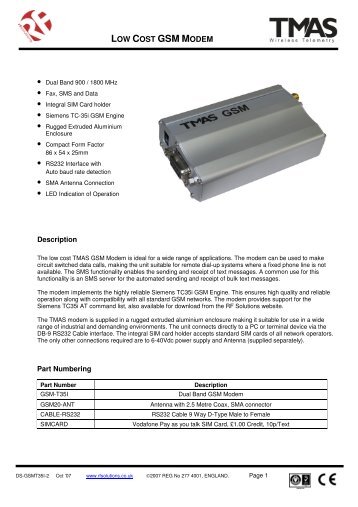 LOW COST GSM MODEM - Farnell