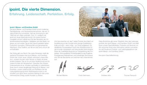 ipoint. Die vierte Dimension. - ipoint Messe- und Eventbau GmbH