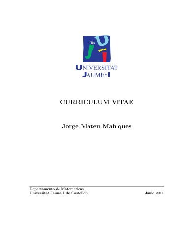 CURRICULUM VITAE Jorge Mateu Mahiques