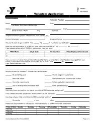 Volunteer Application - YMCA