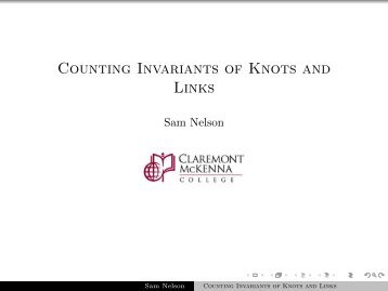 Counting Invariants of Knots and Links - Personal Pages - Denison ...