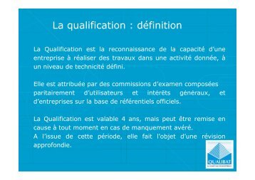 PrÃ©sentation de la certification Qualibat. - ALE-Montpellier