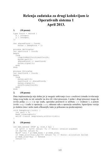 Drugi kolokvijum iz Operativnih sistema 1, April 2013. - os.etf.bg.ac.rs