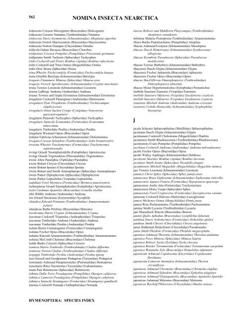 Species Index e-l; pp. 524 - Nearctica