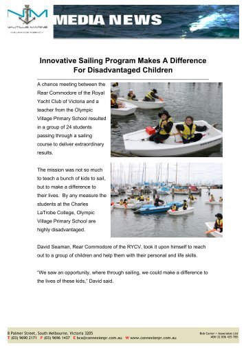 Innovative Sailing Program Makes A Difference For Disadvantaged ...