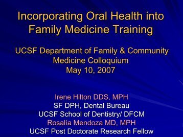 Incorporating Oral Health into Family Medicine Training - Family and ...