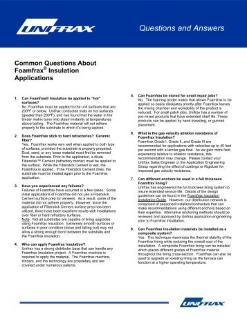 Common Questions About FoamfraxÂ® Insulation ... - Unifrax