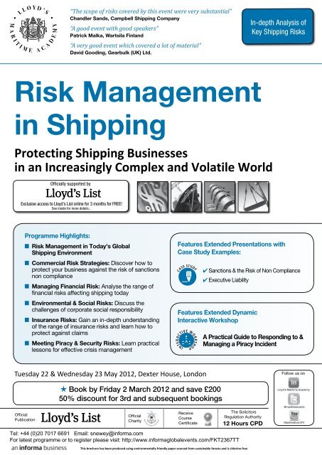 Risk Management In Shipping Ince Co