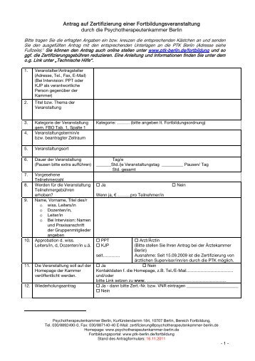 Antragsformular Zertifizierung 14102009