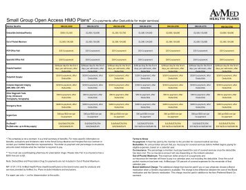 Co-payments after Deductible for all major services - AvMed