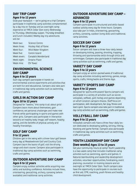 camps - YMCA of Greater Toronto