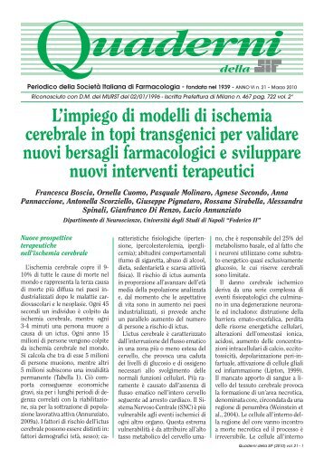 Modelli di ischemia cerebrale in topi transgenici per - SIF