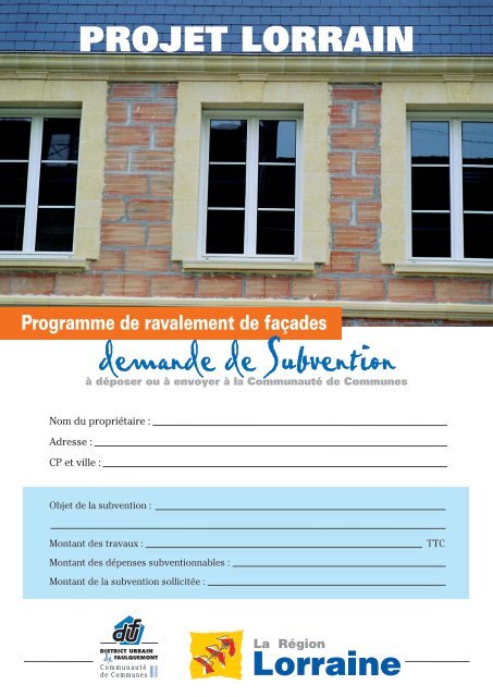 demande de Subvention - District Urbain de Faulquemont