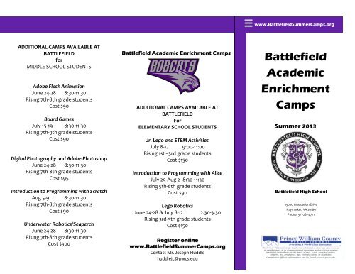 Battlefield Academic Enrichment Camps - Battlefield High School