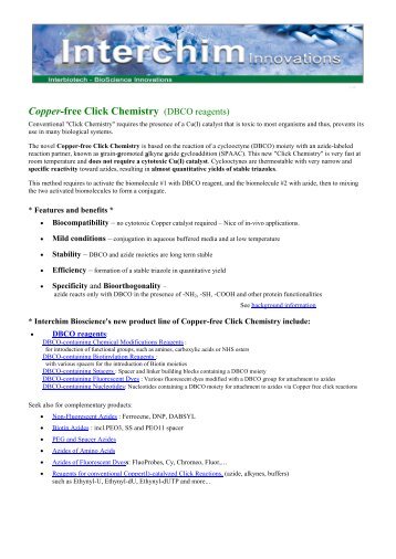 Copper-free Click Chemistry (DBCO & BCN reagents) - Interchim