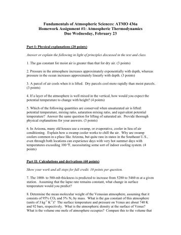 ATMO 436a Homework Assignment #1 - Department of Atmospheric ...