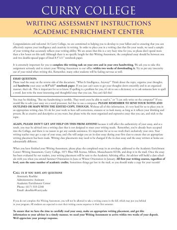 Download Writing Assessment - Curry College