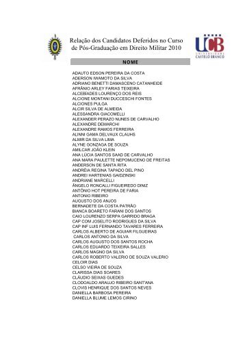 RelaÃ§Ã£o dos Candidatos Deferidos no Curso de PÃ³s-GraduaÃ§Ã£o em ...