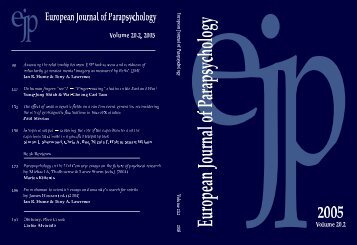 Volume 20.2, 2005 - European Journal of Parapsychology