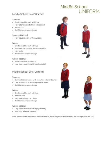 Middle School Uniform Guide (PDF) - Billanook College