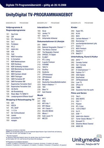 Unitymedia Digital - Programmangebot in pdf-Format. - Elektronik ...