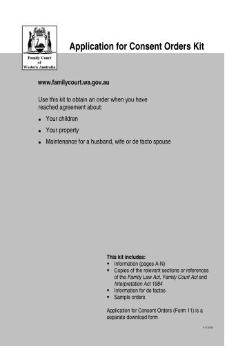 Consent Orders Kit information - PDF Version - Family Court of ...