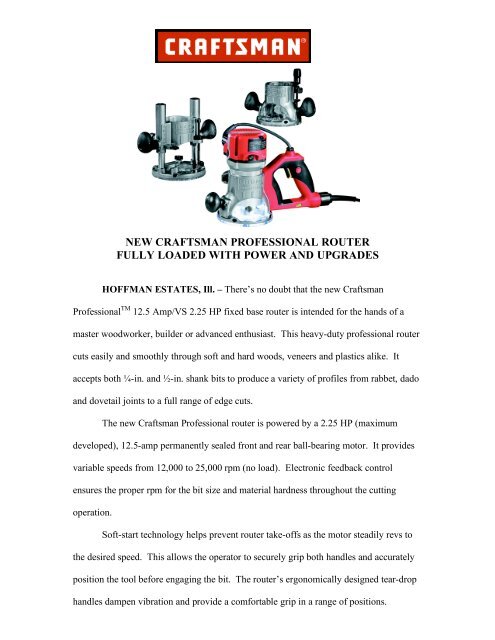 Craftsman industrial router outlet