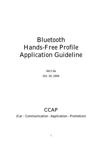 Bluetooth Hands-Free Profile Application Guideline â Ver1.0a