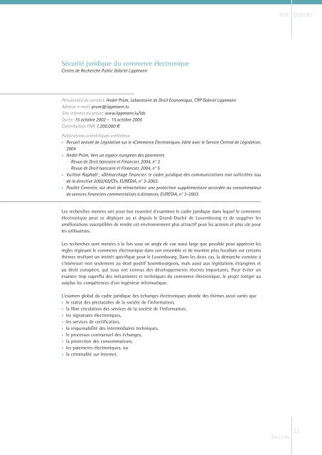 Rapport d'activitÃ©s 2004 - FNR