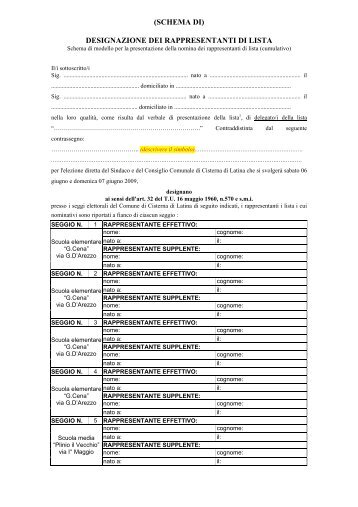 Schema di modello per la presentazione della nomina dei ...