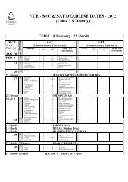 VCE - SAC & SAT DEADLINE DATES - 2012 (Units 3 & 4 Only)