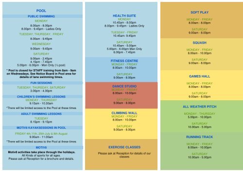 Current Lewis Sports Centre Timetable and Price List (PDF, 861K)
