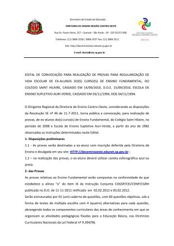 Exames de RegularizaÃ§Ã£o de Vida Escolar de Alunos de Escolas ...