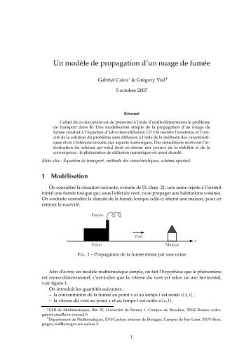 Un mod`ele de propagation d'un nuage de fumÃ©e - ENS de Cachan ...