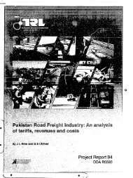 Pakistan Road Freight, tariffs, Revenues and Cost - Transport for ...