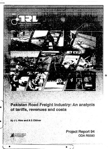 Pakistan Road Freight, tariffs, Revenues and Cost - Transport for ...