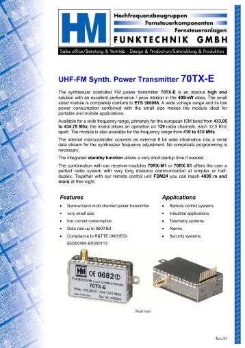 UHF-FM Synth. Power Transmitter 70TX-E