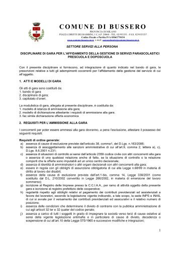 disciplinare - Comune di Bussero