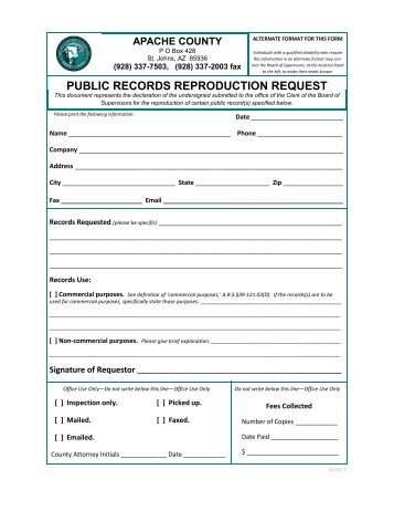 Public Records Request Form - Apache County