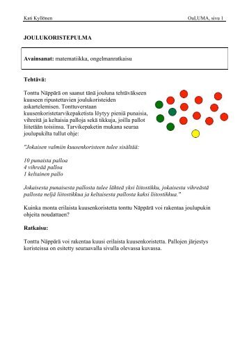 Joulukoristepulma ratkaisuineen - OuLUMA