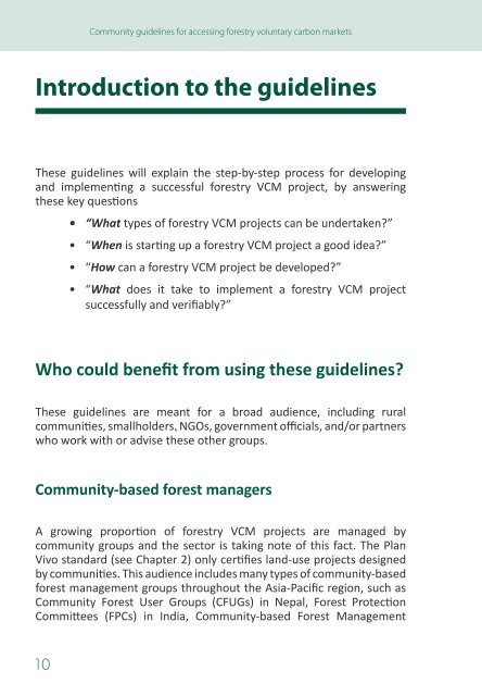 Community guidelines for accessing forestry voluntary carbon ... - FAO