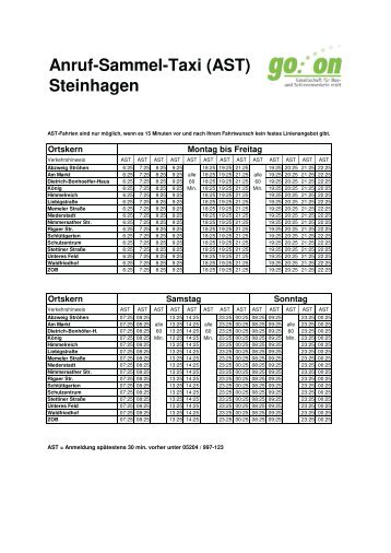 Anruf-Sammel-Taxi (AST) Steinhagen - go.on