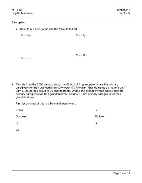 Chapter 5 Probability Distributions (Discrete Variables)