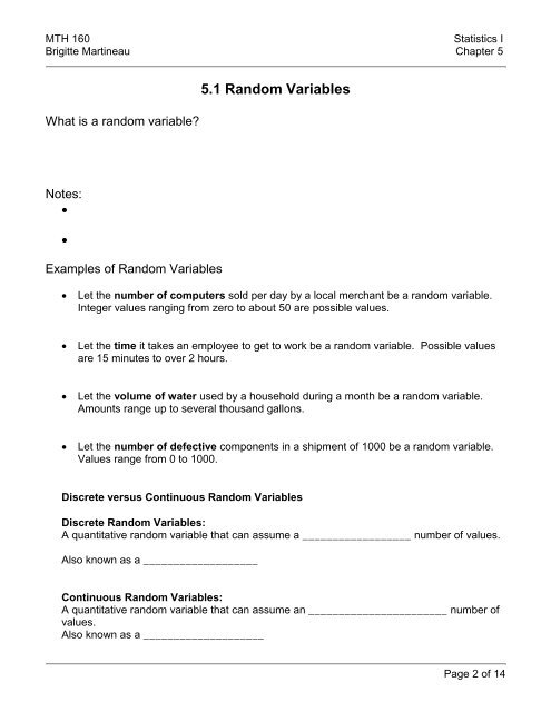 Chapter 5 Probability Distributions (Discrete Variables)