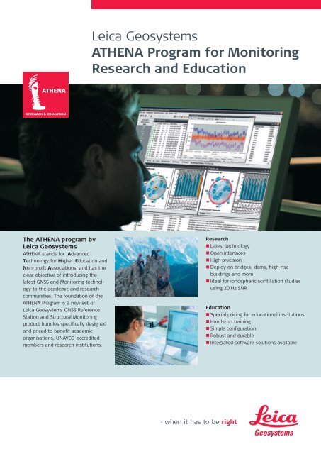 Leica Geosystems ATHENA Program for Monitoring Research and ...