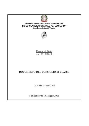 Documento del 15 Maggio - Liceo Classico "G. Leopardi"