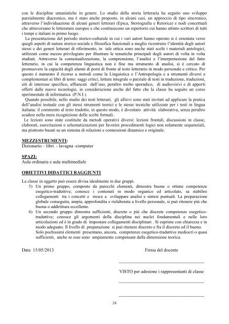 Documento del 15 Maggio - Liceo Classico "G. Leopardi"