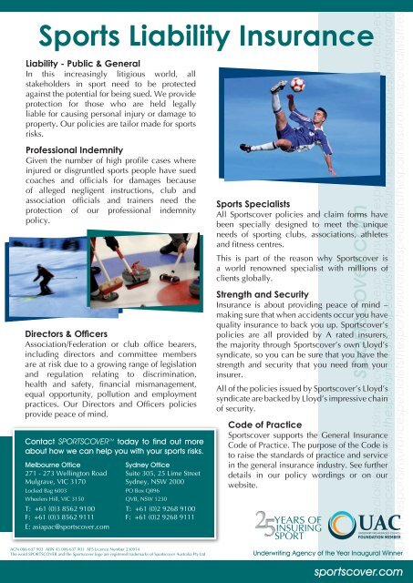 Download Sports Liability Insurance Brochure - Sportscover